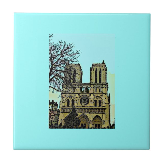 Azulejo De Cerámica Pintura de Notre Dame (Frente)