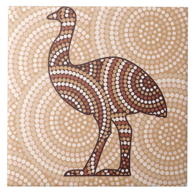 Azulejo De Cerámica Pintura de punto emu aborigen (Frente)