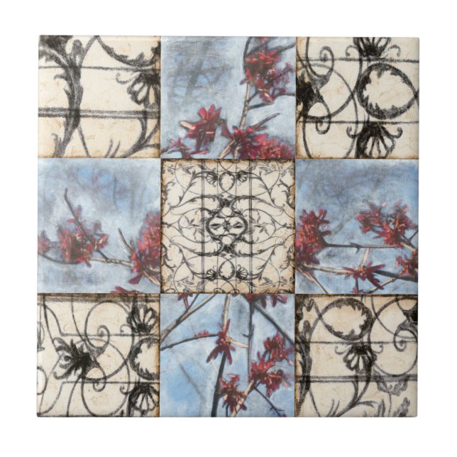 Azulejo De Cerámica Pintura de trabajo en panel abstracto (Frente)