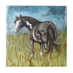 Azulejo De Cerámica Pintura en blanco y negro, acuarela