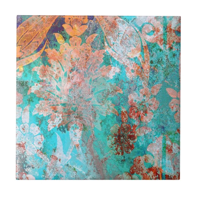 Azulejo De Cerámica Pintura floral (Frente)