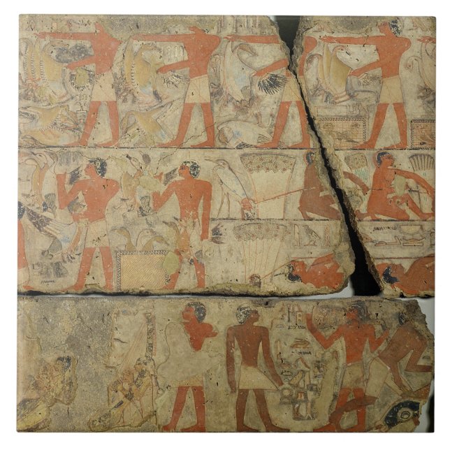 Azulejo De Cerámica Pinturas de la tumba de Metjetji, de Saqqara, (Frente)