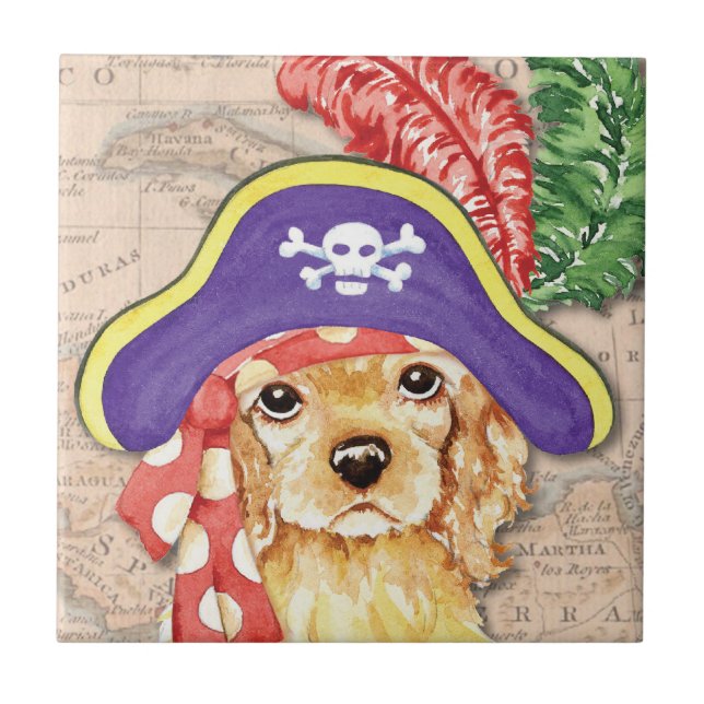 Azulejo De Cerámica Pirate Cocker Spaniel (Frente)