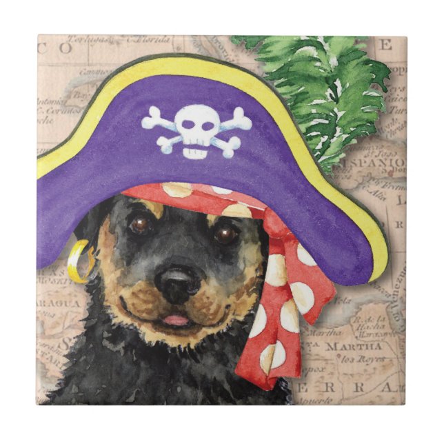 Azulejo De Cerámica Pirate Rottweiler (Frente)
