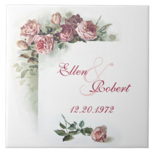 Azulejo De Cerámica Piscina aniversario de rosas rosas rosas rosas ros