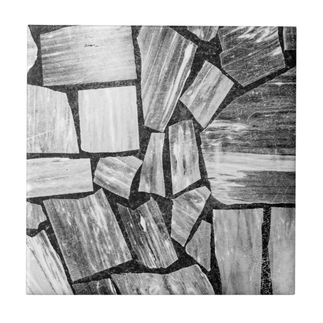 Azulejo De Cerámica Piso de mármol blanco y negro (Frente)