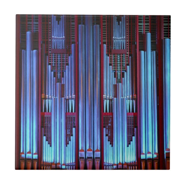 Azulejo De Cerámica Pistas azules de órganos del ayuntamiento de Chris (Frente)