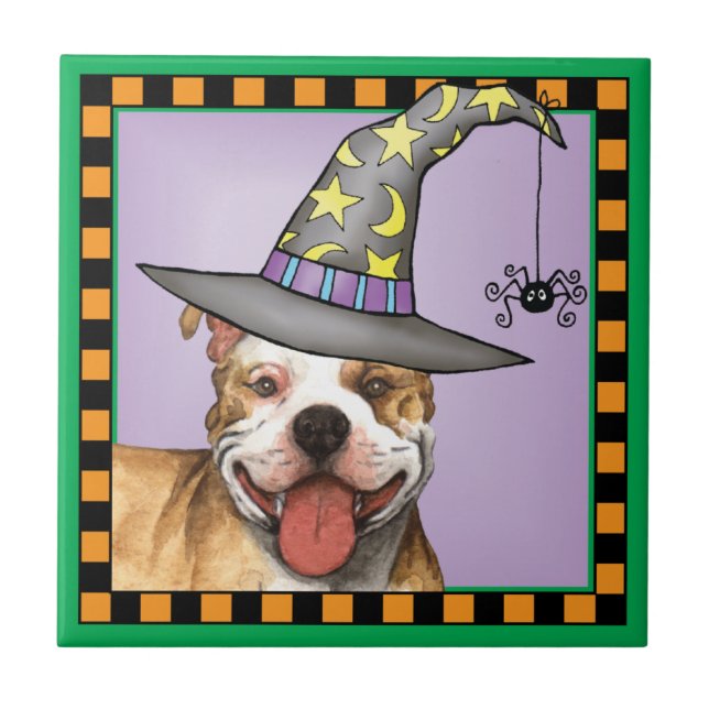 Azulejo De Cerámica Pit Bull Witch (Frente)