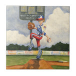 Azulejo De Cerámica Pitcher de béisbol en Mound por Jay Throckmorton<br><div class="desc">¿Es un béisbol o un deslizador? Lo que sea que esté viniendo, en este increíble artículo de Jay Throckmorton. Un lanzador de béisbol comanda el montículo, sacudiendo para lanzar un tiro al plato. ¡Dale esto como un regalo o cuélguelo en tu pared y disfruta de esto del pasatiempo de Estados...</div>