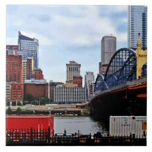 Azulejo De Cerámica Pittsburgh PA - Tren junto al puente de Smithfield