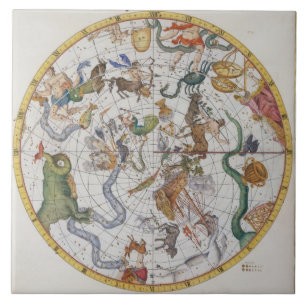 Azulejo De Cerámica Placa 27 del "atlas Coelestis", por Juan Flamsteed