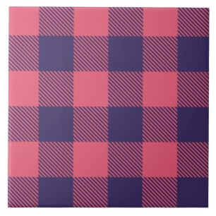 Azulejo de Cerámica Plaid Búfalo Rosa Magenta Índi