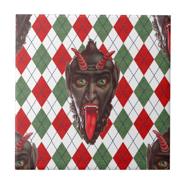 Azulejo De Cerámica plaid navidades krampus (Frente)