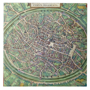 Azulejo De Cerámica Plan de ciudad de Brujas, de 'Civitates Orbis