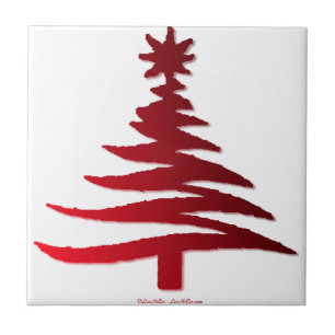 Azulejo De Cerámica Plantilla de árbol de Navidad roja