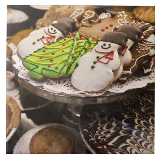 Azulejo De Cerámica Plato de galletas frescas de Navidad (Frente)