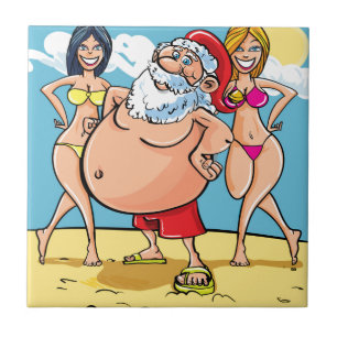 Azulejo De Cerámica playa bikini santa claus