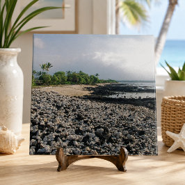 Azulejo De Cerámica Playa de arena negra Punaluʻu Hawái Isla Grande