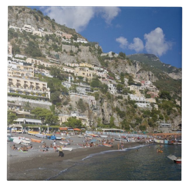 Azulejo De Cerámica Playa de Positano, Campania, Italia (Frente)