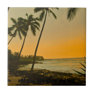 Azulejo De Cerámica Playa tropical de la palmera