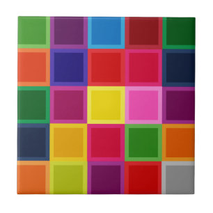Azulejo De Cerámica Plazas y bandas multicolores Girly