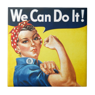Azulejo De Cerámica ¡Podemos hacerlo! - Rosie the Riveter Vintage Ico