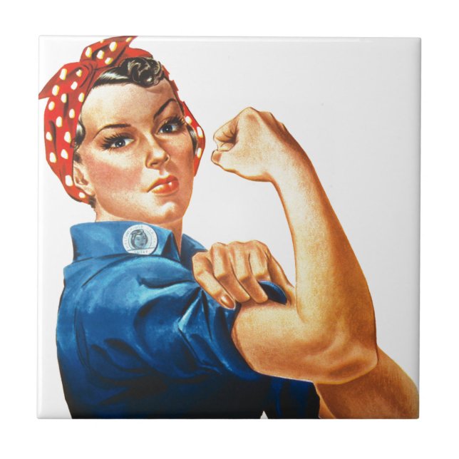 Azulejo De Cerámica Podemos lograrlo, Rosie the Riveter Women Power (Frente)