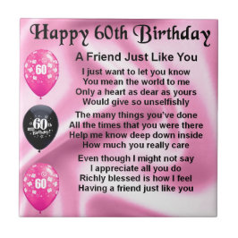 Azulejo De Cerámica Poema de amigo - 60 cumpleaños