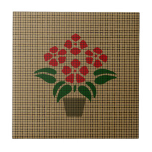 Azulejo De Cerámica Poinsettia tejida