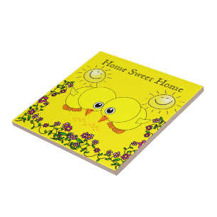 Azulejo de Cerámica Pollito Floral Sol Hogar Dulce
