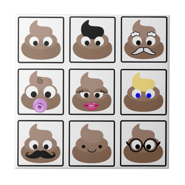 Azulejo De Cerámica Poop muchas caras (Frente)