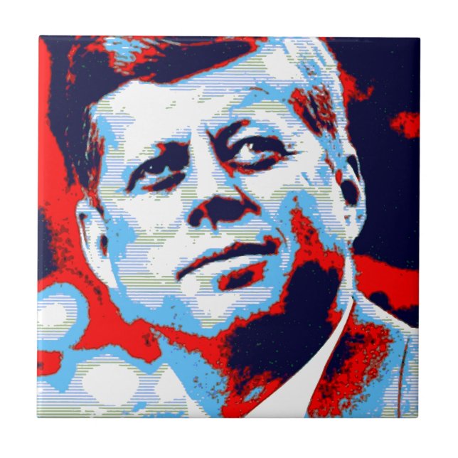 Azulejo De Cerámica Pop Art JFK John F. Kennedy Blue (Frente)