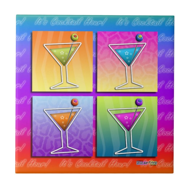 Azulejo De Cerámica Pop Art Martinis Tile - Monstruo - Trivet (Frente)