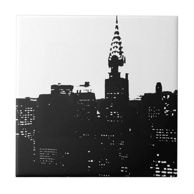 Azulejo De Cerámica Pop Art New York Silhouette (Frente)