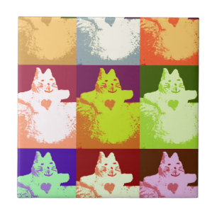Azulejo De Cerámica Pop Art Snow Kitty