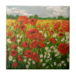 Azulejo De Cerámica Poppies<br><div class="desc">Esto es de un cuadro de 20x30" de campos de amapola pintados con aceites.</div>