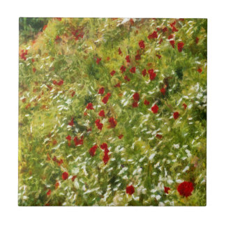 Azulejo De Cerámica Poppies Pointillism Style Resumen Art