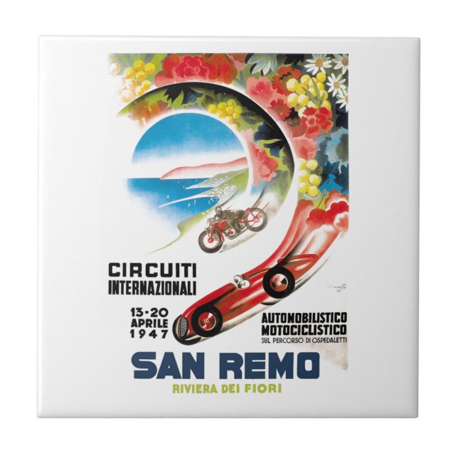 Azulejo De Cerámica Poster 1947 de la raza de San Remo Grand Prix (Frente)