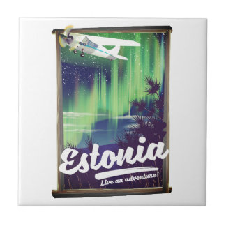 Azulejo De Cerámica Poster de aventuras de las auroras boreales de Est