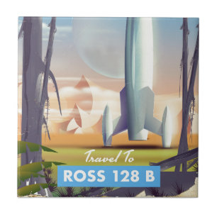 Azulejo De Cerámica Póster de ciencia ficción de Ross 128 B