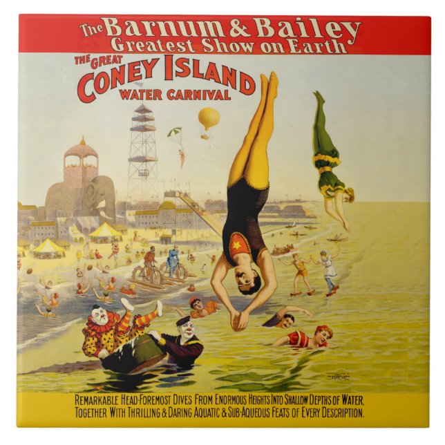 Azulejo De Cerámica Poster de Coney Island Sideshow (Frente)