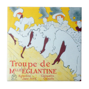 Azulejo De Cerámica Póster de la chica bailando amarilla de Toulouse L