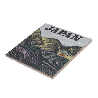 Azulejo De Cerámica Poster de viaje paisajista de Japón