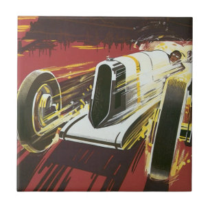 Azulejo De Cerámica Póster de viaje vintage, carrera de autos del Gran