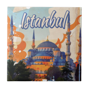 Azulejo De Cerámica Poster de Viajes de Estambul