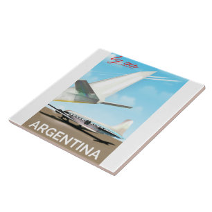 Azulejo De Cerámica Póster de vuelo vintage "Por aire" de Argentina