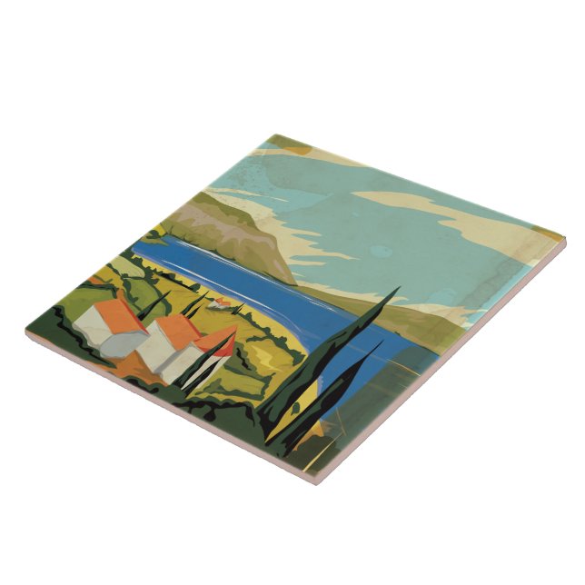 Azulejo De Cerámica Poster italiano de época (Lado)