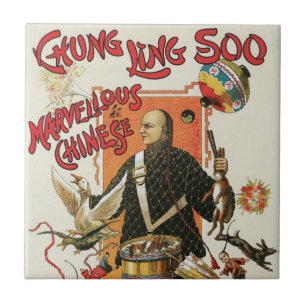 Azulejo De Cerámica Póster Mágico Antiguo, Mago Chung Ling Soo