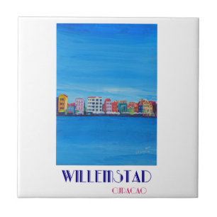Azulejo De Cerámica Poster retro Willemstad Curaçao