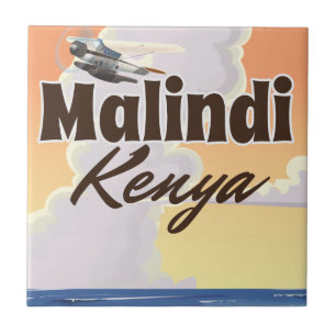Azulejo De Cerámica Póster vintage de vacaciones en Malindi Kenia